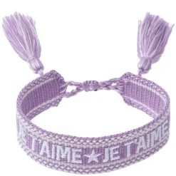 Woven Friendship Bracelet "Je T'aime" Lavendel
