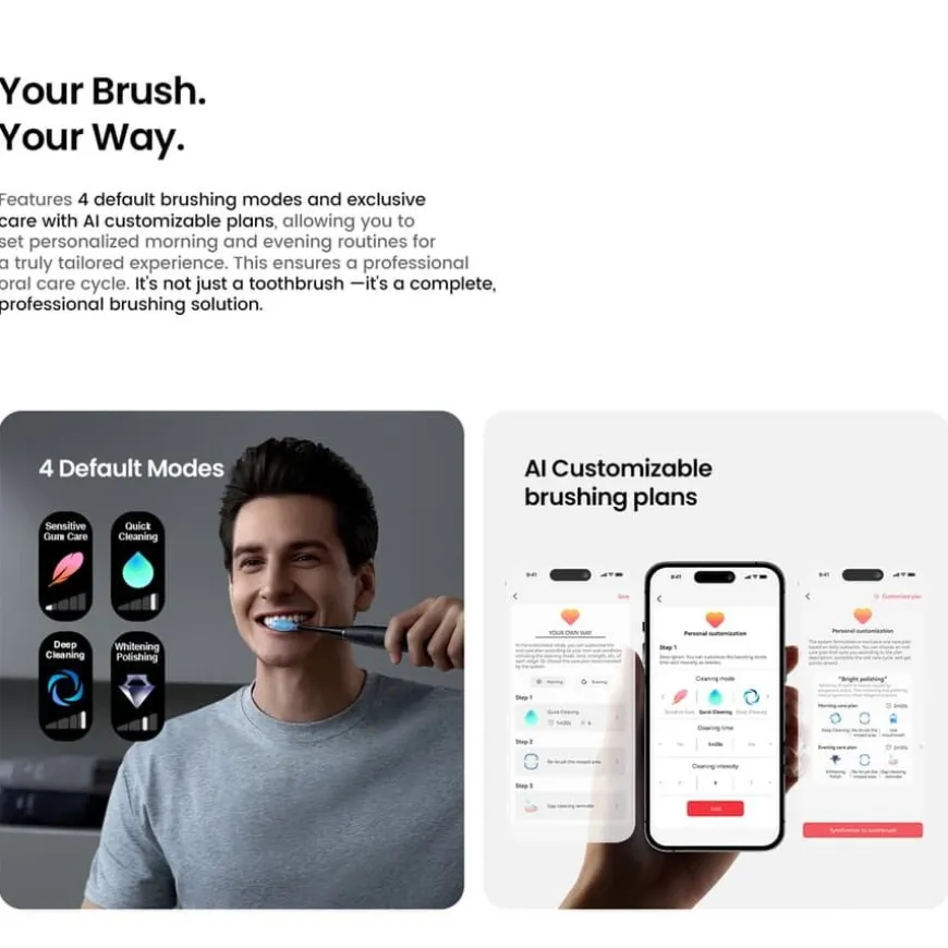 X Pro 20 Wifi Smart Sonic Electric Toothbrush Black